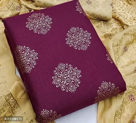 Elegant Purple Cotton Blend Self Design Dress Material with Dupatta For Women-thumb2