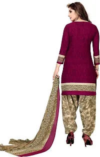 INITHI Women Casual Wear Italian Leon Crepe Dress Material Salwar Suit Color Dark Maroon-thumb3