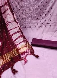 Women Cotton Dress Material With Chanderi Silk Dupatta On Samosa Work-thumb1