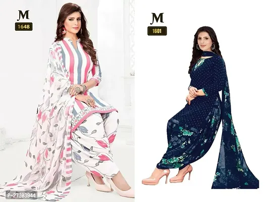 Beautiful Crepe Printed Dress Material with Dupatta Pack Of 2