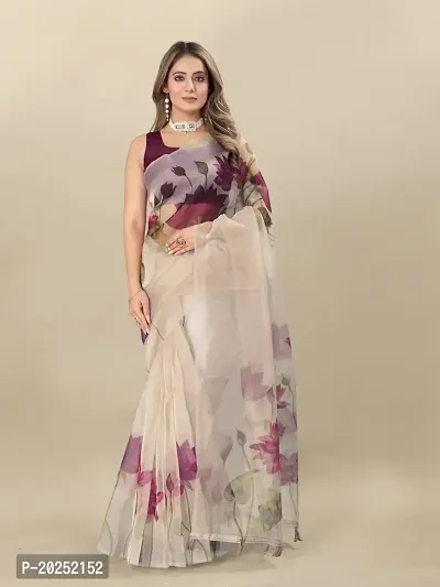 Digital Print Bollywood Organza Saree For Women