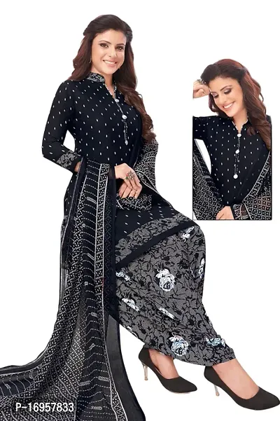 Beautiful American Crepe Printed Dress Material with Dupatta-thumb0