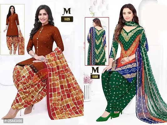 Beautiful Crepe Printed Dress Material with Dupatta Pack Of 2