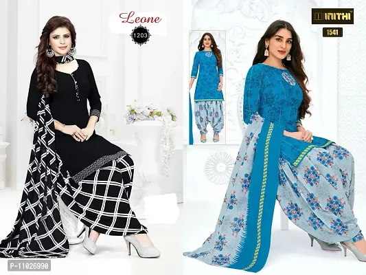 Beautiful American Crepe Printed Dress Material with Dupatta Pack Of 2-thumb0