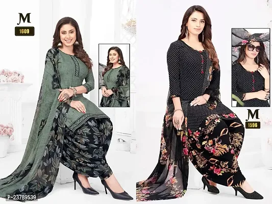 Beautiful Crepe Printed Dress Material with Dupatta Pack Of 2