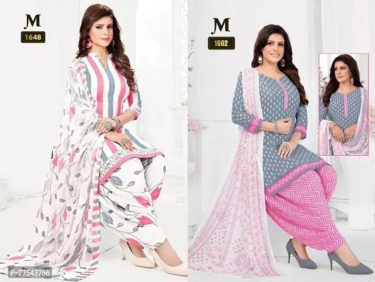 Beautiful Crepe Printed Dress Material with Dupatta Pack Of 2