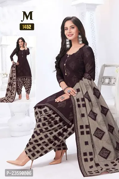 Beautiful Crepe Printed Dress Material with Dupatta-thumb0