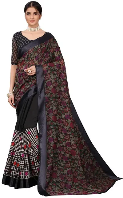 Winza Designer Women's Printed Cotton Silk Saree with Blouse Piece (NANCY)