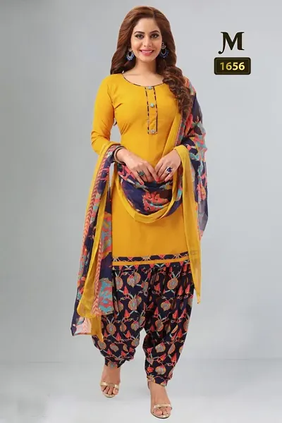 Stylish Crepe Printed Dress Material with Dupatta