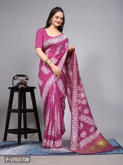 Classic Cotton Printed Saree with Blouse piece-thumb3