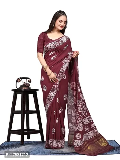 Classic Cotton Printed Saree with Blouse piece-thumb2