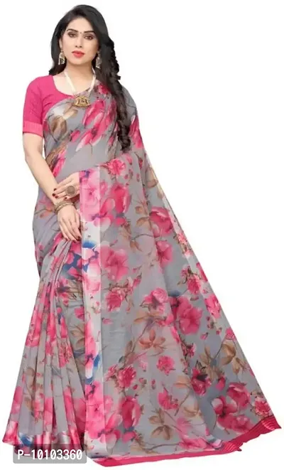 Trendy Women Cotton Blend Saree with Blouse Piece