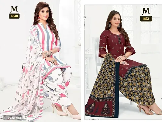 Beautiful Crepe Printed Dress Material with Dupatta Pack Of 2