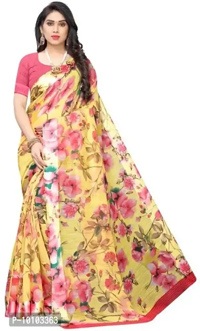 Trendy Women Cotton Blend Saree with Blouse Piece-thumb0