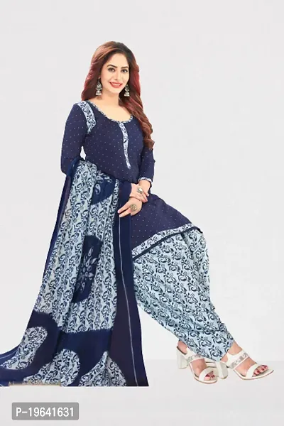 Beautiful Crepe Printed Dress Material with Dupatta-thumb0