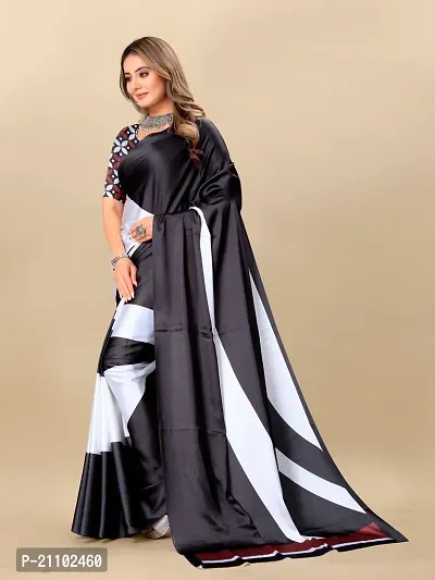 Digital Print, Printed Bollywood Silk Blend, Crepe Saree For Women