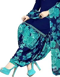 INITHI Women Casual Wear Italian Leon Crepe Dress Material Salwar Suit Color Dark Blue-thumb3