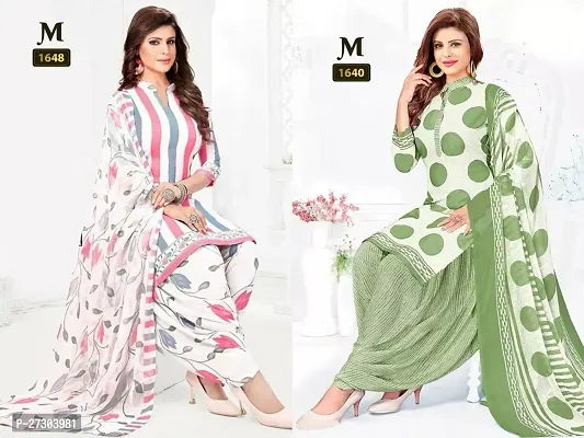 Beautiful Crepe Printed Dress Material with Dupatta Pack Of 2