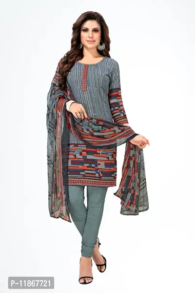 Beautiful Crepe Printed Dress Material with Dupatta