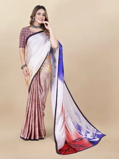 Stylish Crepe Digital Print Saree with Blouse piece