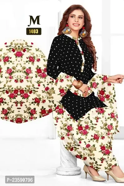 Beautiful Crepe Printed Dress Material with Dupatta-thumb0