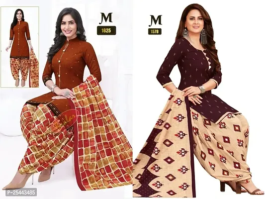 Beautiful Crepe Printed Dress Material with Dupatta Pack Of 2