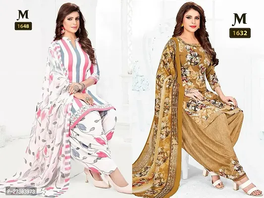 Beautiful Crepe Printed Dress Material with Dupatta Pack Of 2