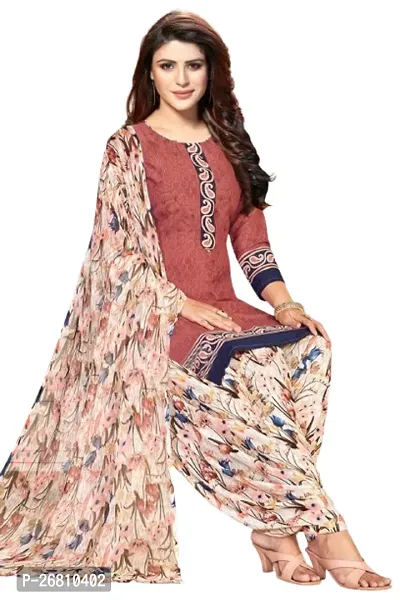 Beautiful Crepe Printed Dress Material with Dupatta