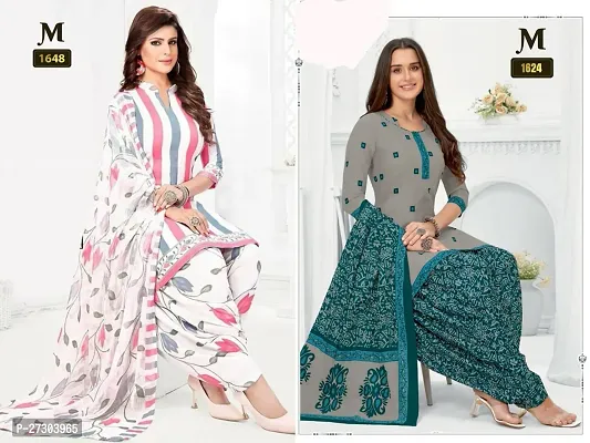 Beautiful Crepe Printed Dress Material with Dupatta Pack Of 2