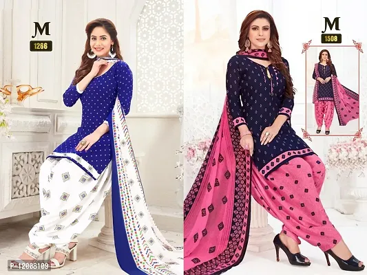 Beautiful Crepe Printed Dress Material with Dupatta Pack of 2