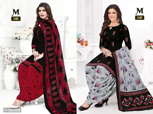 Beautiful Crepe Printed Dress Material with Dupatta Pack of 2-thumb0