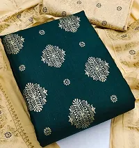 Elegant Green Cotton Blend Self Design Dress Material with Dupatta For Women-thumb1