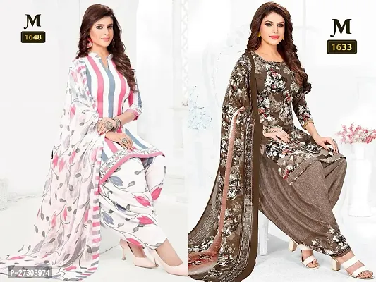 Beautiful Crepe Printed Dress Material with Dupatta Pack Of 2