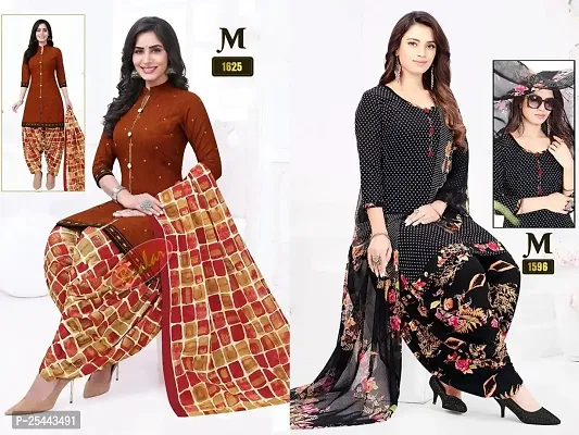 Beautiful Crepe Printed Dress Material with Dupatta Pack Of 2