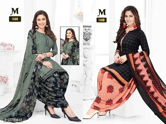 Beautiful Crepe Printed Dress Material with Dupatta Pack Of 2