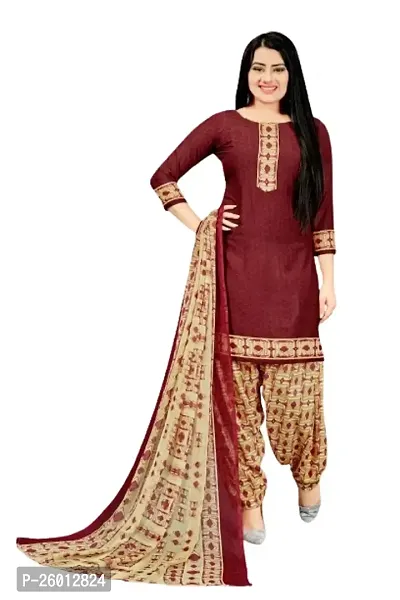 Beautiful Crepe Printed Dress Material with Dupatta-thumb0