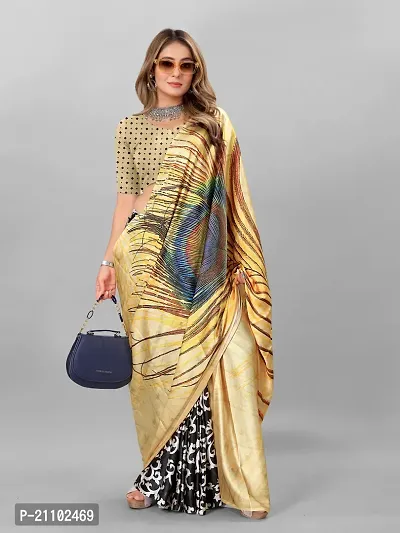 Digital Print, Printed Bollywood Silk Blend, Crepe Saree For Women-thumb0