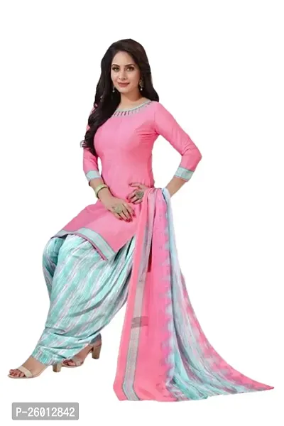 Beautiful Crepe Printed Dress Material with Dupatta-thumb0