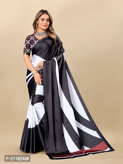 Digital Print, Printed Bollywood Silk Blend, Crepe Saree For Women-thumb2