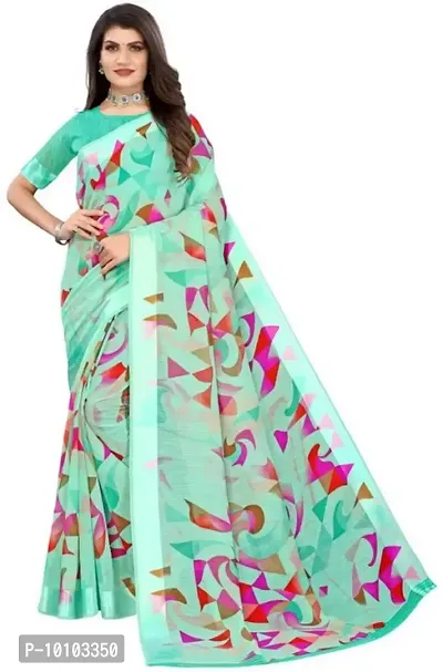 Trendy Women Cotton Blend Saree with Blouse Piece