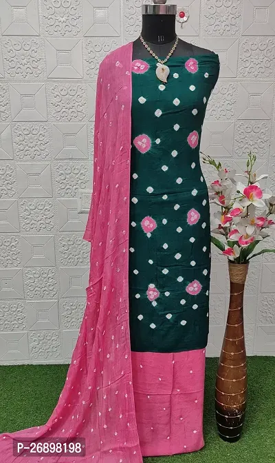 Bandhej/Bandhani Printed Rayon Salwar Suit with Dupatta-thumb0