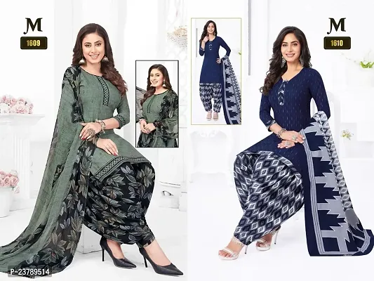 Beautiful Crepe Printed Dress Material with Dupatta Pack Of 2