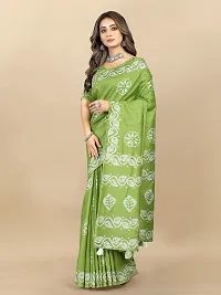 Stylish Chanderi Cotton Multicoloured Self Pattern Saree with Blouse piece-thumb1