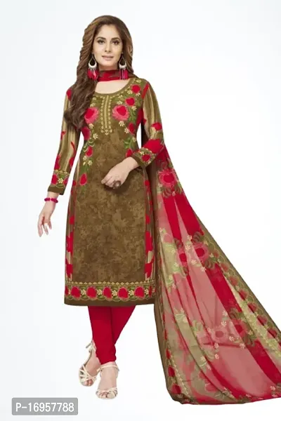 Beautiful American Crepe Printed Dress Material with Dupatta