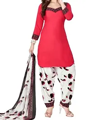 INITHI Women Casual Wear Italian Leon Crepe Dress Material Salwar Suit (Peach)-thumb1