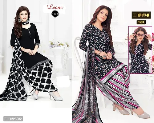 Beautiful American Crepe Printed Dress Material with Dupatta Pack Of 2