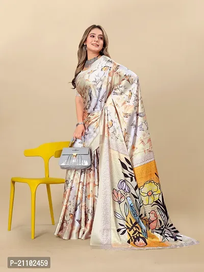 Digital Print, Printed Bollywood Silk Blend, Crepe Saree For Women