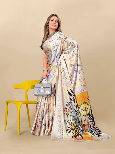 Digital Print, Bollywood Silk Blend, Crepe Saree For Women