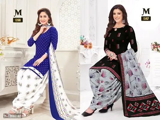 Beautiful Crepe Printed Dress Material with Dupatta Pack of 2