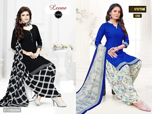 Beautiful American Crepe Printed Dress Material with Dupatta Pack Of 2